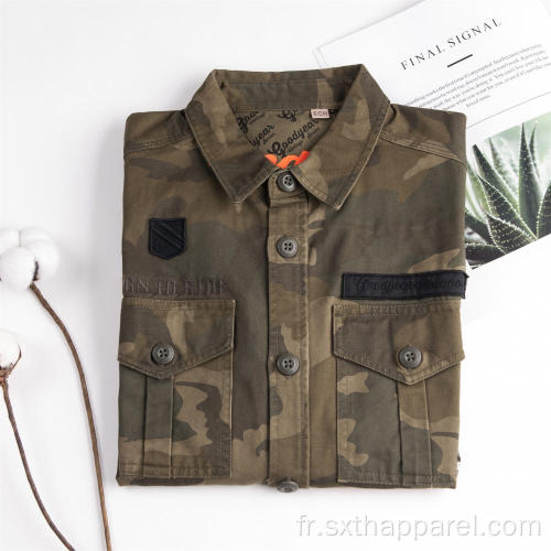 Chemise à manches longues imprimée camouflage pour enfants